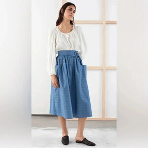 & Other Stories Button front Floral Blue Skirt Size 4